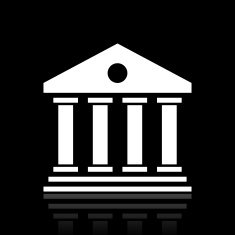 Bank icon on a black background N16