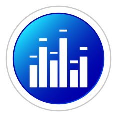 Equalizer icon on a round button