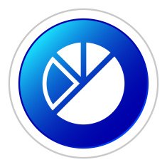 Pie Chart icon on a round button N39