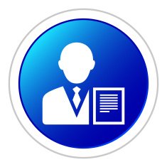 Businessman icon on a round button N158