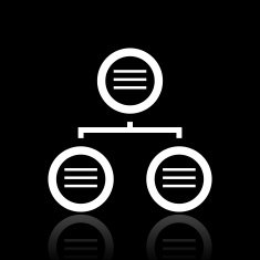 Flowchart icon on a black background N28