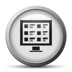Computer icon on a silver button
