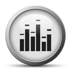 Equalizer icon on a silver button