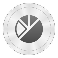 Pie Chart icon on a round button N42