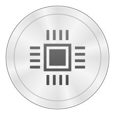 Computer Chip icon on a round button N13