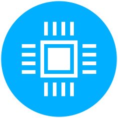 Computer Chip icon on a round button N14