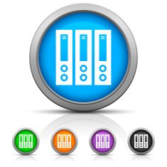 Computer Server icon on round buttons N2
