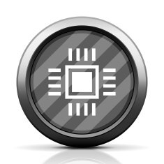 Computer Chip icon on a round button N15