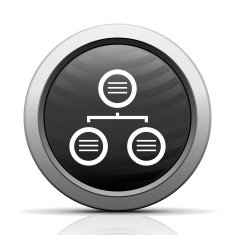 Flowchart icon on a round button N130