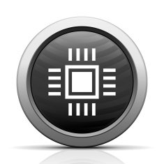 Computer Chip icon on a round button N16