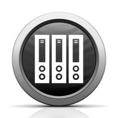 Computer Server icon on a round button N7