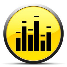 Equalizer icon on a round button N8