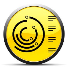 Radial Bar Graph icon on a round button N6