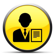 Businessman icon on a round button N165