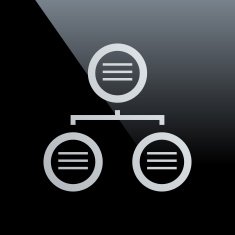 Flowchart icon on a black background N29
