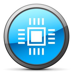 Computer Chip icon on a round button N18