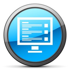 Computer icon on a round button N18