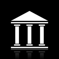 Bank icon on a black background N18