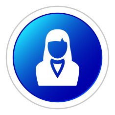 Businesswoman icon on a round button N47