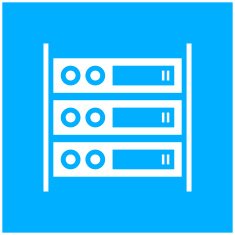 Computer Server icon on a blue background N2