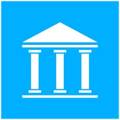 Bank icon on a blue background N10