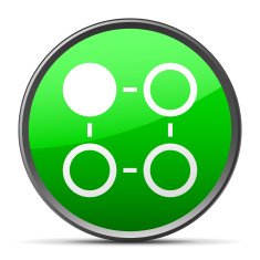 Flowchart icon on a round button N136