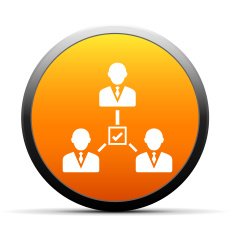 Leadership icon on a round button N25