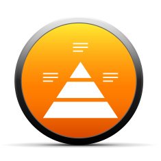 Pyramid icon on a round button N35