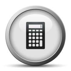 Calculator icon on a silver button