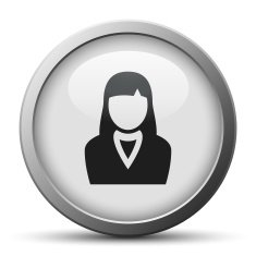 Businesswoman icon on a silver button N6