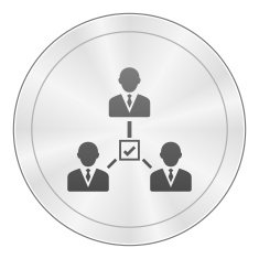 Leadership icon on a round button N26