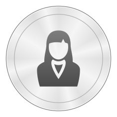 Businesswoman icon on a round button N50