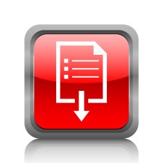 Document Downloading icon on a square button N3