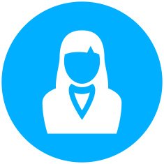 Businesswoman icon on a round button N51