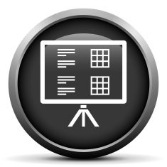 Presentation icon on a round button N15
