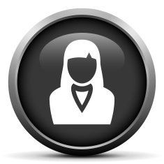 Businesswoman icon on a round button N52