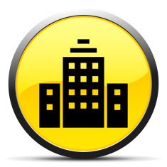 Office Building icon on a round button N81