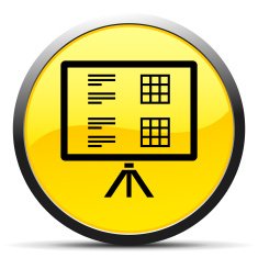 Presentation icon on a round button N16