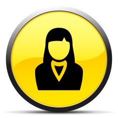 Businesswoman icon on a round button N53