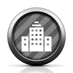Office Building icon on a round button N82