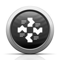 Flowchart icon on a round button N149