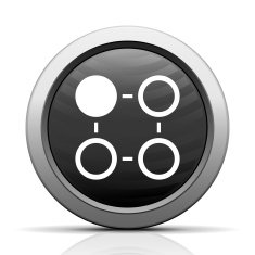 Flowchart icon on a round button N150