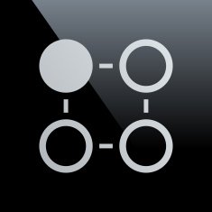 Flowchart icon on a black background N33