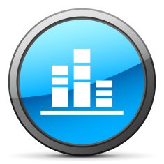 Bar Graph icon on a round button N178