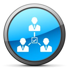 Leadership icon on a round button N32