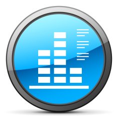 Bar Graph icon on a round button N179