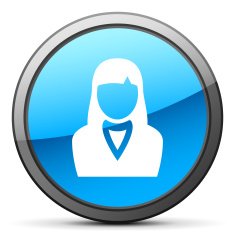 Businesswoman icon on a round button N55