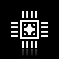 Computer Chip icon on a black background N5
