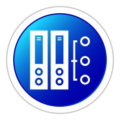 Computer Server icon on a round button N19