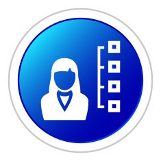 Businesswoman icon on a round button N56